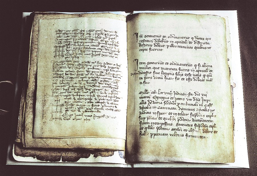 Apricale - Town Hall - Original parchment of the Statutes of 1247