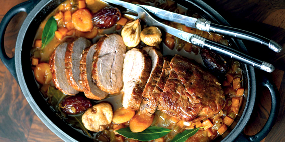 Arrosto di vitello con albicocche e fichi